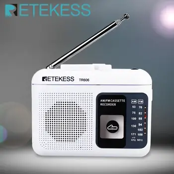 Retekess TR606 Kaseta za Predvajanje Radia FM/AM Prenosni Radio Snemalnik zvoka Podporo Vgrajen/Zunanji Mikrofon za Snemanje