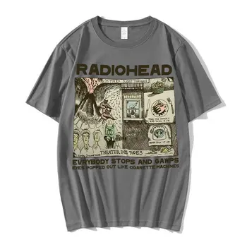 Vintage Radiohead T Shirt Hip Hop angleški Rock Band T-majice Unisex Glasbeni Album Tiskanja Moške Punk Kratek Rokav Tee Majica Bombaž