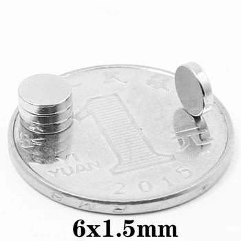 50~1000pcs 6 x 1.5 mm Močno Magnetno Magnet 6mmx1.5 mm Stalno Neodymium Magneti ploščo 6 x 1.5 mm Majhna Okrogla Magnet 6*1,5 mm