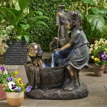 Toplote Prodaja Zanimivo Retro Vrt Kip Otroci Obliko Smolo Lepe Vodnjak Figurice Za Na Prostem Vrt Okraski Okraski