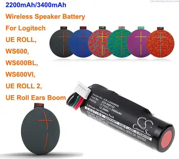 Cameron Kitajsko 2200mAh/3400mAh Zvočnik Baterije 533-000122 za Logitech UE ROLL,WS600,WS600BL,WS600VI,UE ROLL 2, UE Roll Ušesa Boom