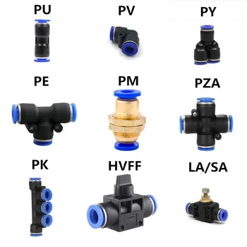 1PC T/Y/L/Ravne Tip Pnevmatski Potisnite V Fitingi Za Zrak/Voda Cev in Cev za Priključek 4 do 16 mm PU/PV/PY/PE/PM/PZA/PK/HVFF/PA