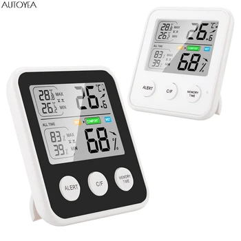 Digitalni Temperatura Vlažnost Meter Smart LCD Termometer, Higrometer Notranja Zunanja Vremenska Postaja, Ura