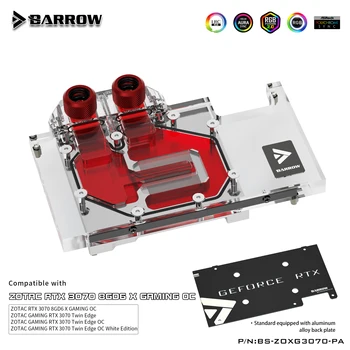BARROW, Vodni Blok uporabite za ZOTAC RTX 3070 8GD6 X GAMING OC/Twin Rob GRAFIČNO kartico Podporo Originalni Backplate 5V Glave RGB