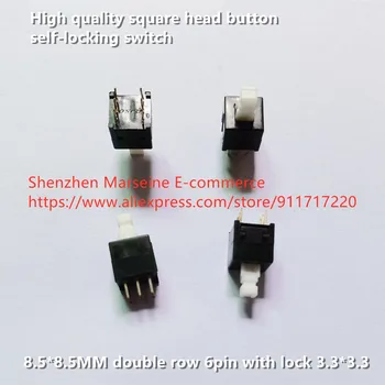 Izvirne Nove 100% visoko kakovost kvadratni vodja gumb self-zaklepanje stikalo 8.5*8,5 MM dvakrat zapored 6pin s ključavnico 3.3*3.3