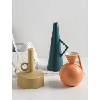 Skandinavske Keramične Vaze Ustvarjalne Geometrijske Umetnosti Cvetlični Lonček Iz Porcelana Kipci Dom Dekoracija Dodatna Oprema