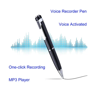 Digitalni Diktafon Kemični Svinčnik Ponovno 8G/16G/32 G/64 G USB Flash Voznik Aktivira Glasovno Snemanje Zvoka MP3 Predvajalnik Dictaphon
