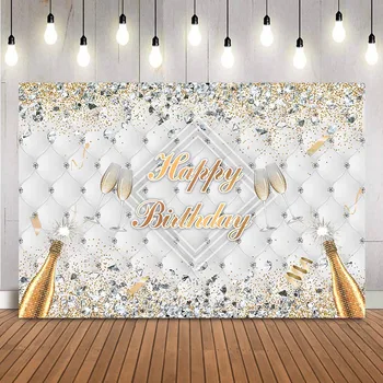 Srečen rojstni dan za odrasle osebe dekoracijo ozadje bleščice sijoče diamanti Šampanjec ženske rojstni dan fotografija ozadje banner dekor