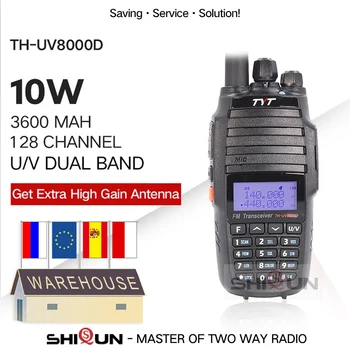 TYT TH-UV8000D Walkie Talkie 10 KM Dual Band VHF, UHF 10 W Radio Comunicador 10 km 3600mAh Cross-band Repetitorja Funkcijo tyt radio