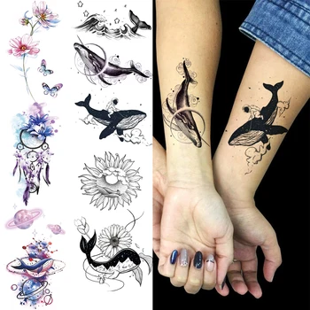 Realno Kita Zapestje Začasne Tetovaže Za Ženske Odraslih Sonce Cvet Ponaredek Tattoo Nalepke Nepremočljiva Body Art Slikarstvo Tatoos Decal