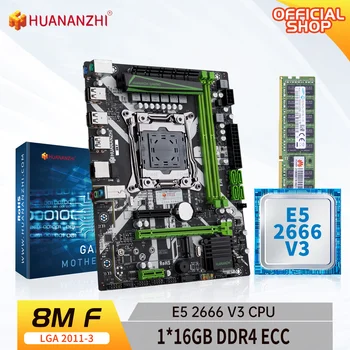 HUANANZHI 8M F LGA 2011-3 Matično ploščo s procesorjem Intel XEON E5 2666 V3 z 1*16 G DDR4 RECC pomnilnik combo kit komplet NVME USB3.0