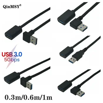 0,3 M 1m 90 Stopinj USB 3.0 Moški-Ženski Kabel Kotni Podaljšek Podaljšek 5Gbps Hiter Prenos Levo/Desno Navzgor, pod Kotom